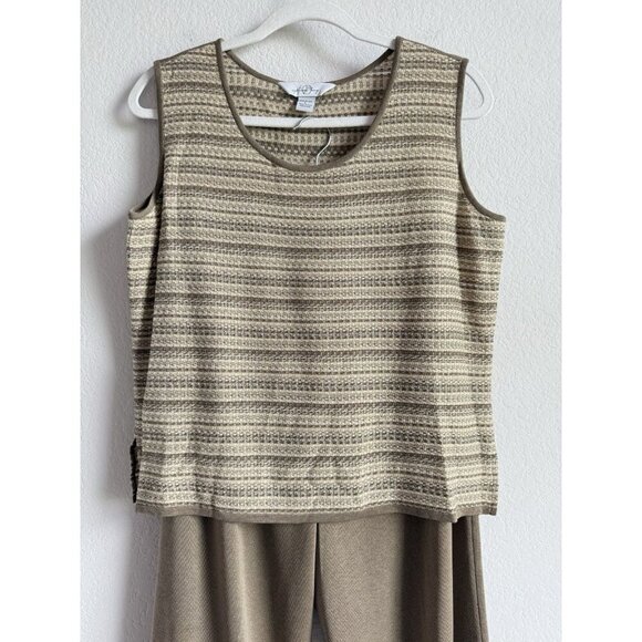 Ming Wang 2pc Cami Pant Set Women’s Large Light‎ Brown Acrylic Stretchy Comfort - Picture 6 of 14